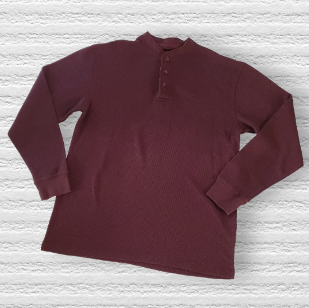 Maroon Merino Bay Thermal Pullover Longsleeved  Shirt Size Medium